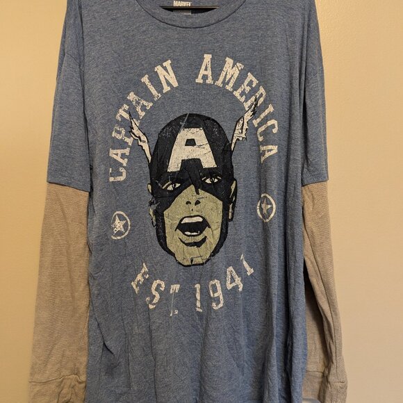 Marvel Other - Captain America Long Sleeved Tee, Size 2XL